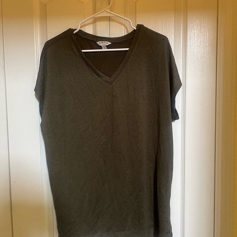 Olive Green V-Neck T-Shirt